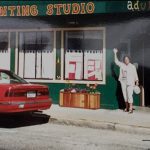 Barbara Kaufman greets painters at studio door